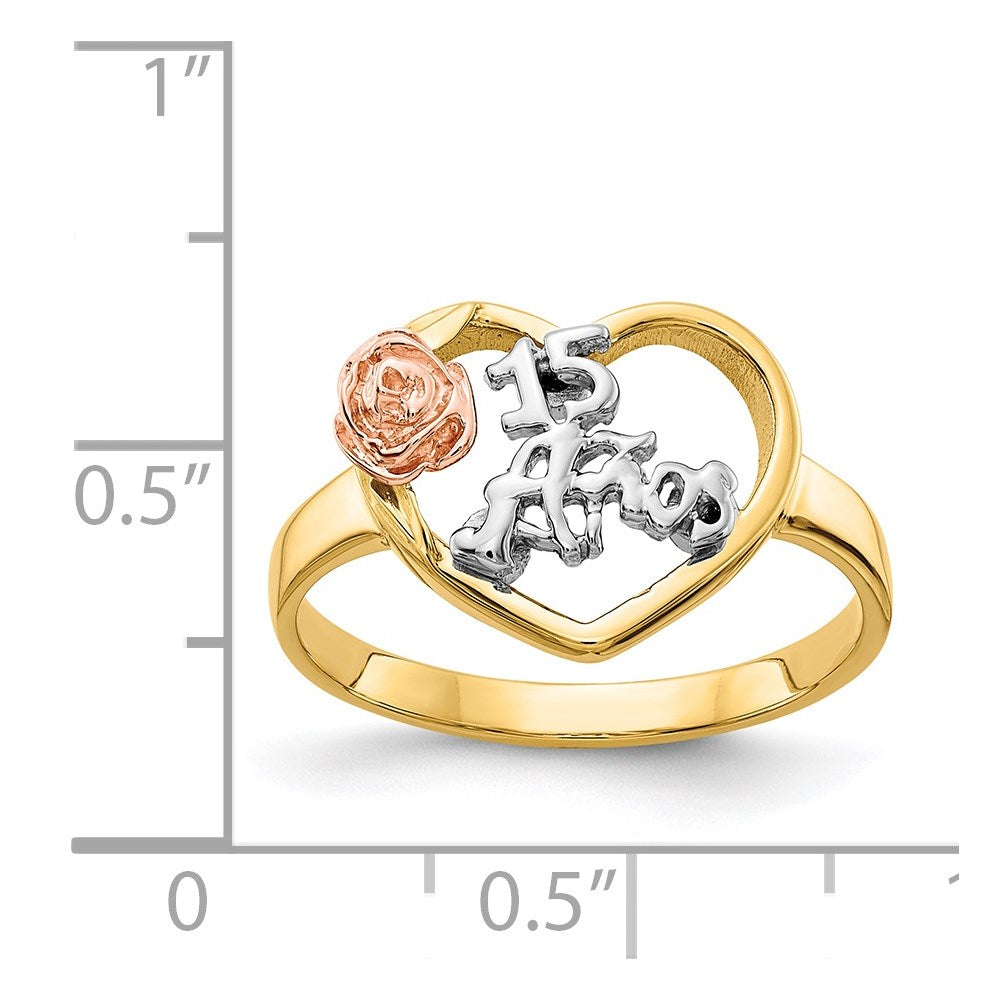 14k Two-Tone Gold & Rhodium 15 Anos Ring