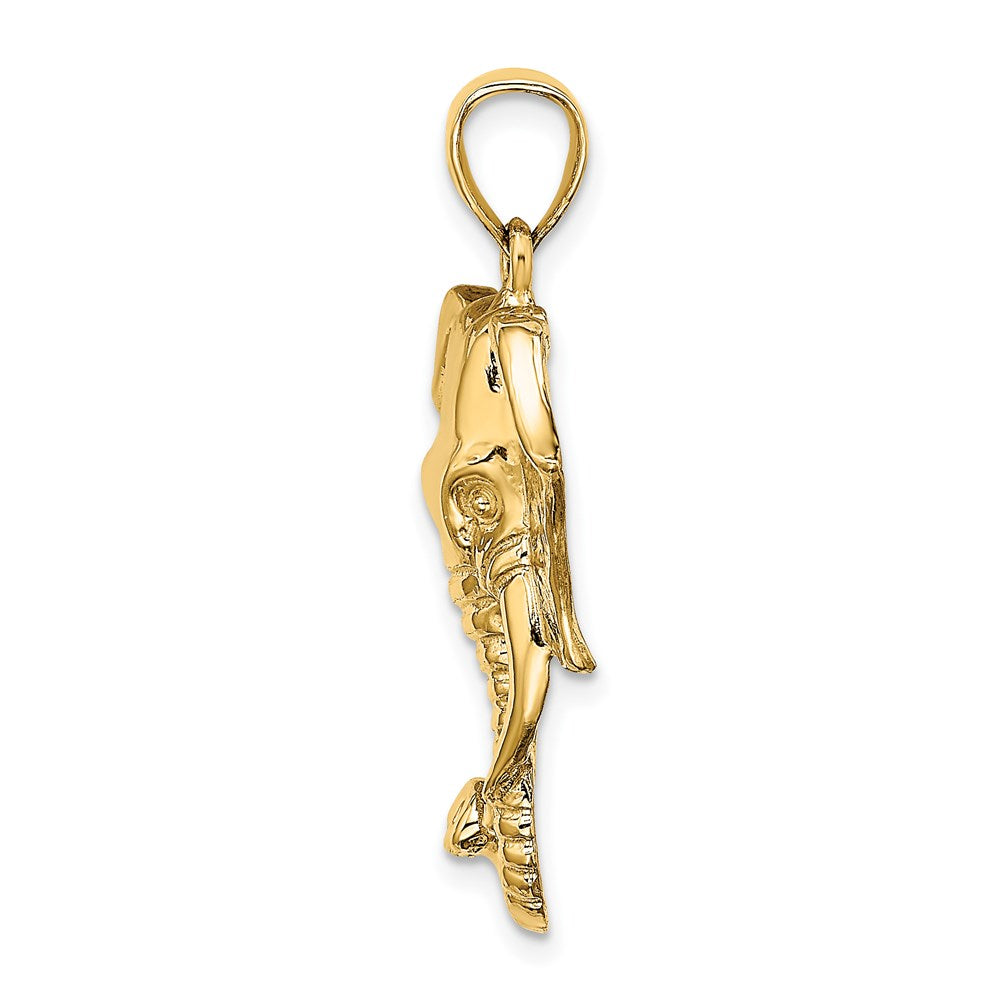 14k Yellow Gold 2-D Elephant Head w/ Twisted Trunk Charm