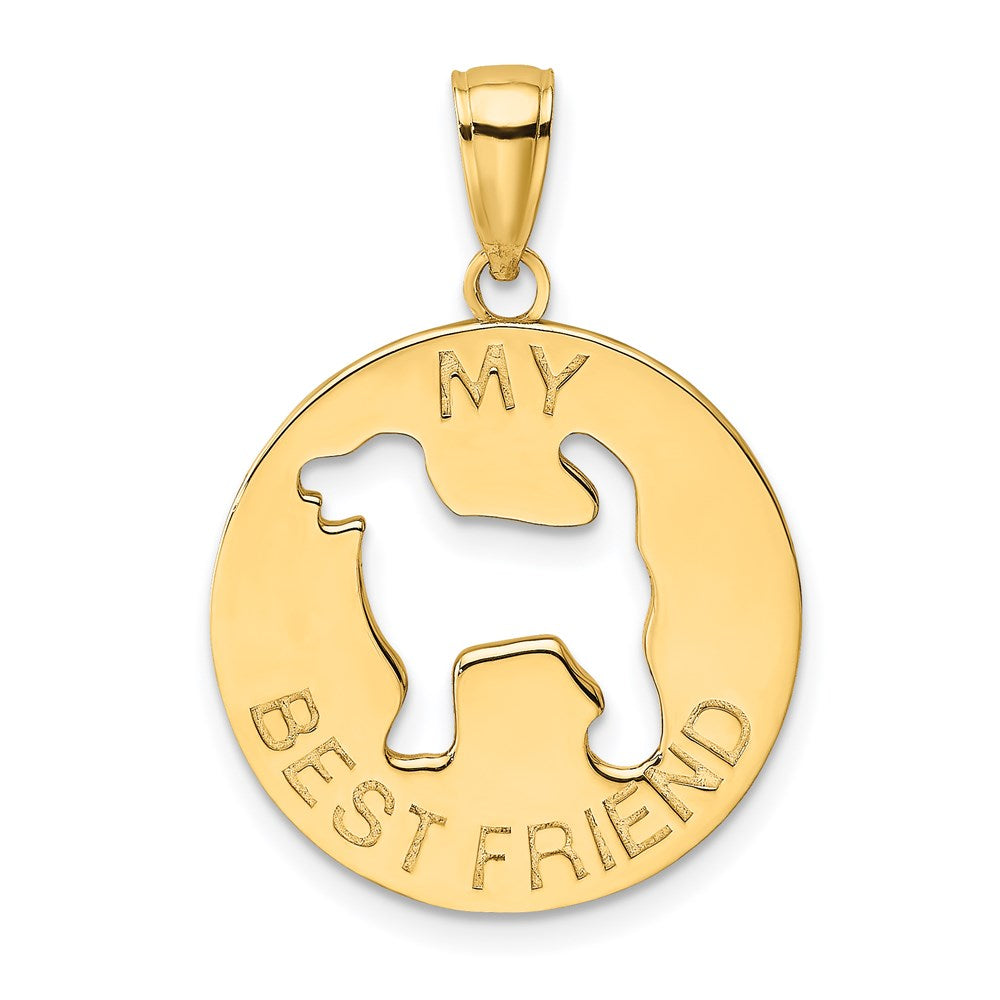 14k Yellow Gold MY BEST FRIEND w/Dog Charm