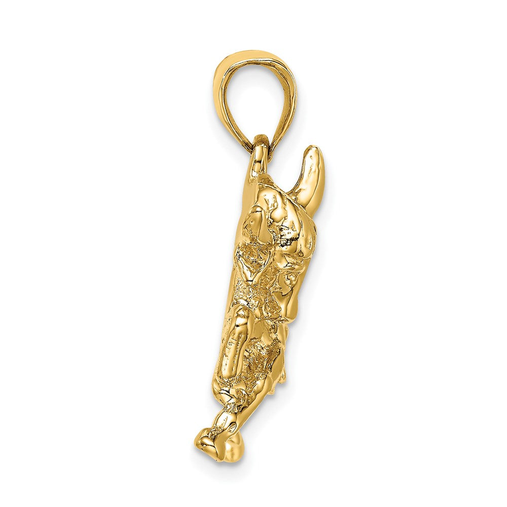 14k Yellow Gold Polished Raging Bull with Horns Charm