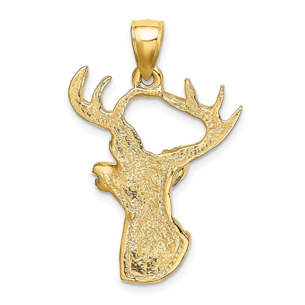 14k Yellow Gold 2-D Deer Head Profile Charm