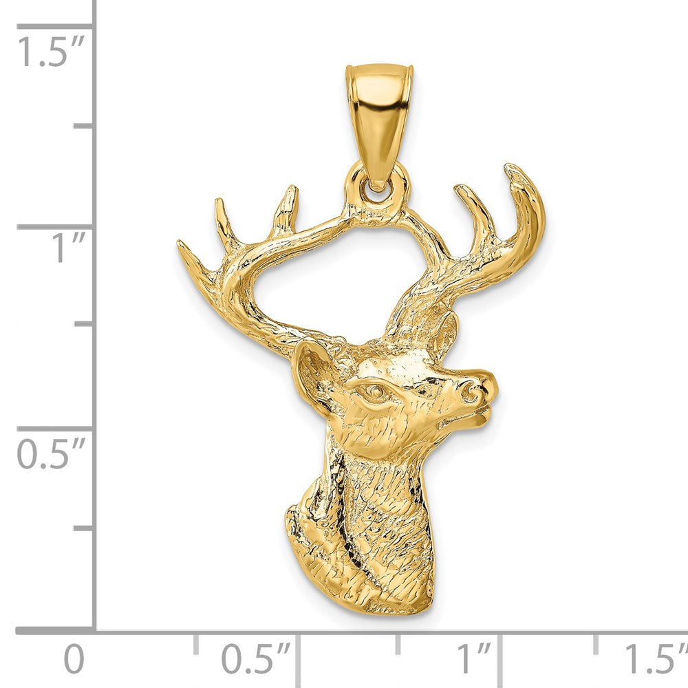 14k Yellow Gold 2-D Deer Head Profile Charm