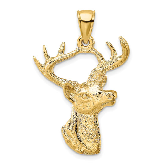 14k Yellow Gold 2-D Deer Head Profile Charm