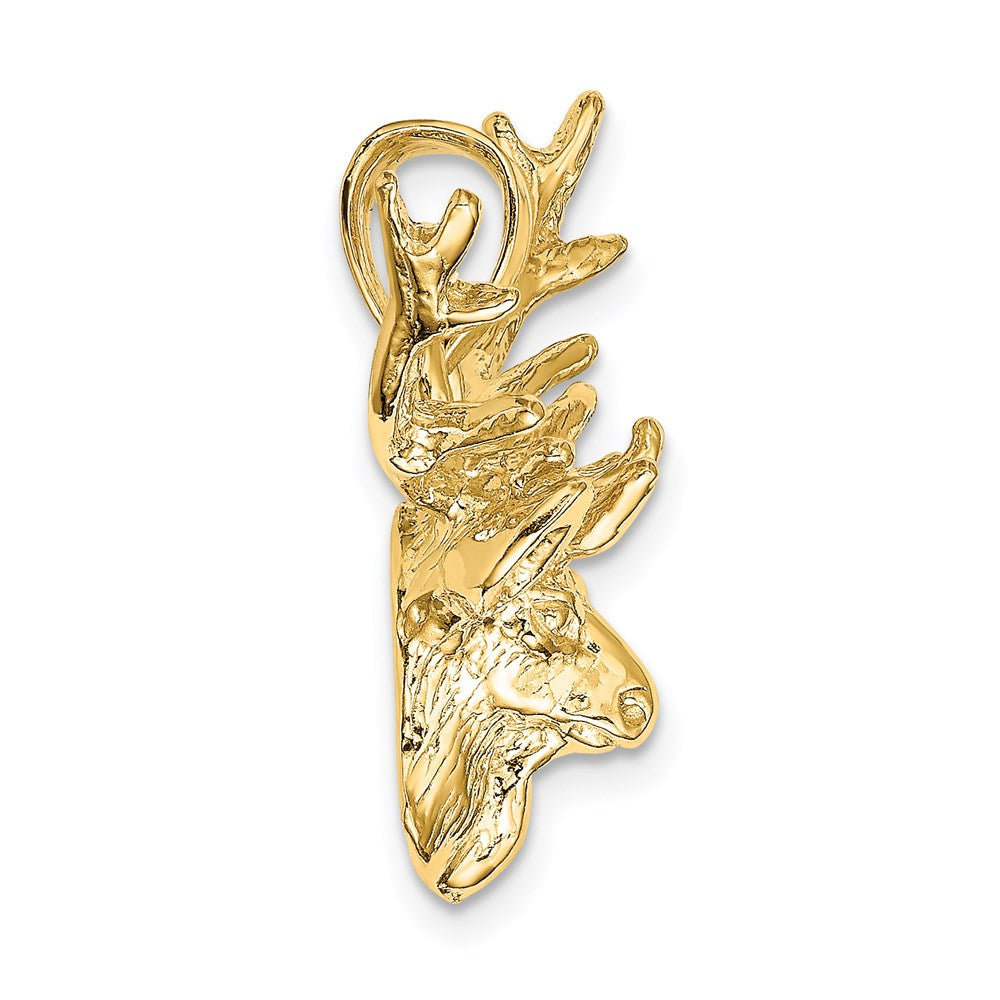 14k Yellow Gold 2-D Deer Head 8 Point Buck Charm