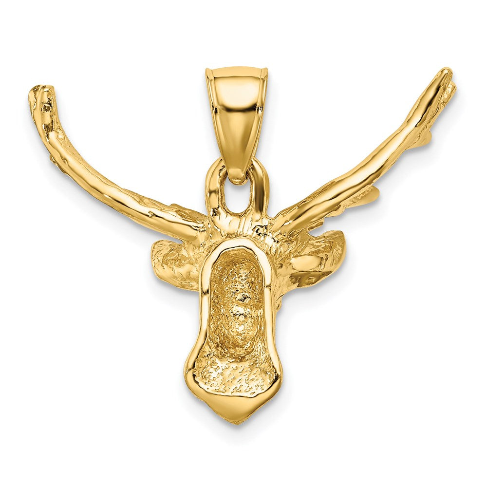 14k Yellow Gold 2-D Deer Head 8 Point Buck Charm