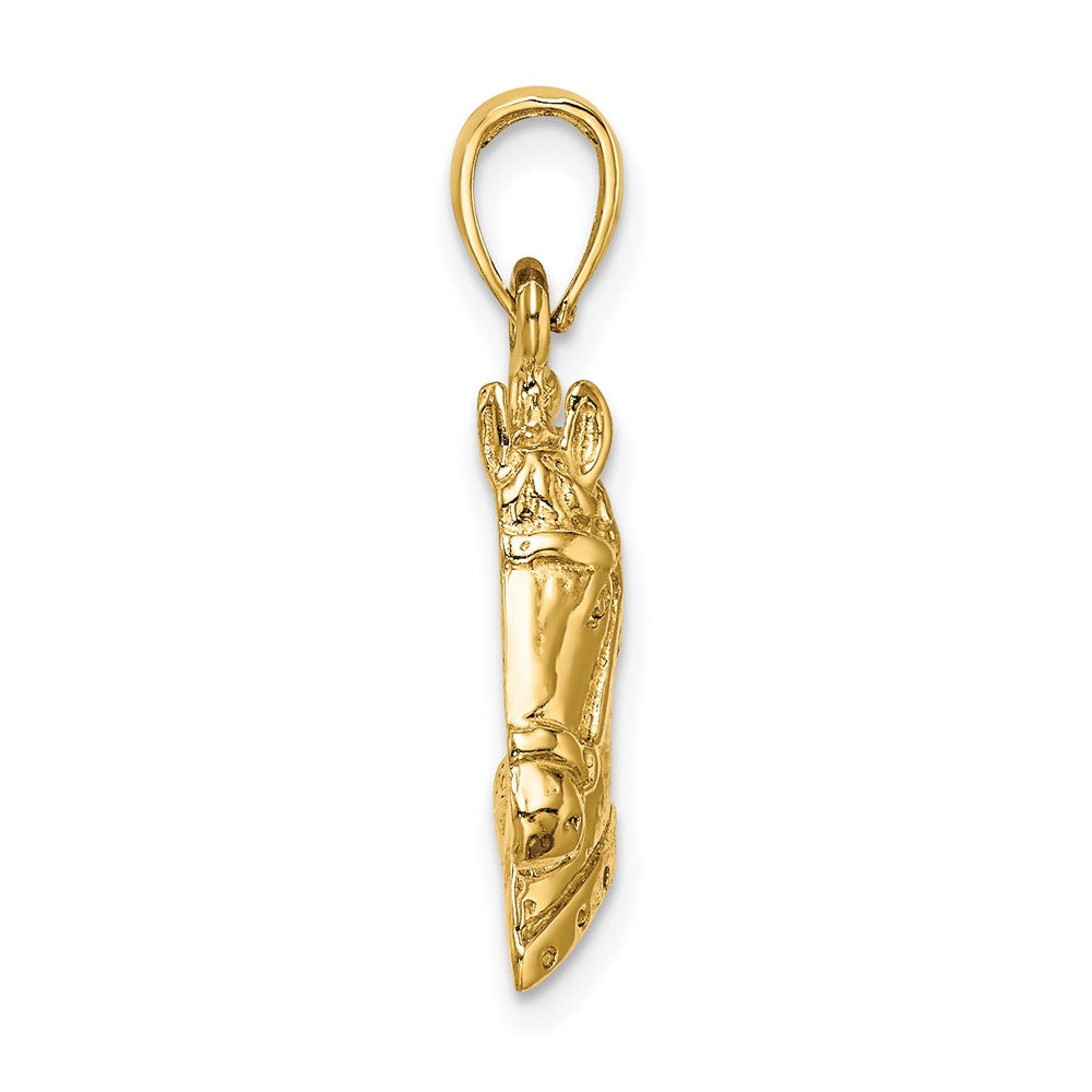 14k Yellow Gold Textured Horse Head Charm