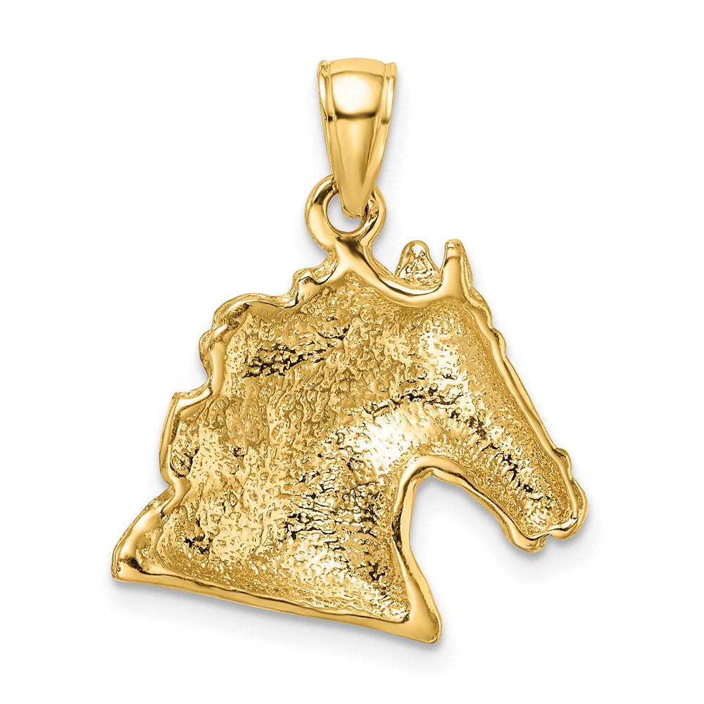 14k Yellow Gold Textured Horse Head Charm