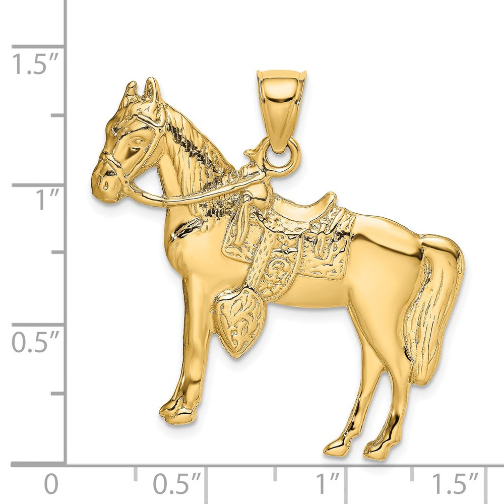 14k Yellow Gold Horse w/ Saddle Charm