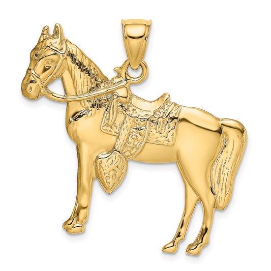 14k Yellow Gold Horse w/ Saddle Charm