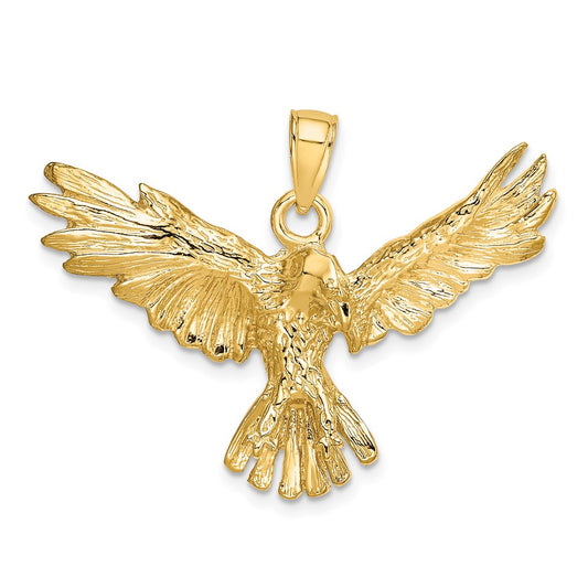 14k Yellow Gold Eagle Flying Charm