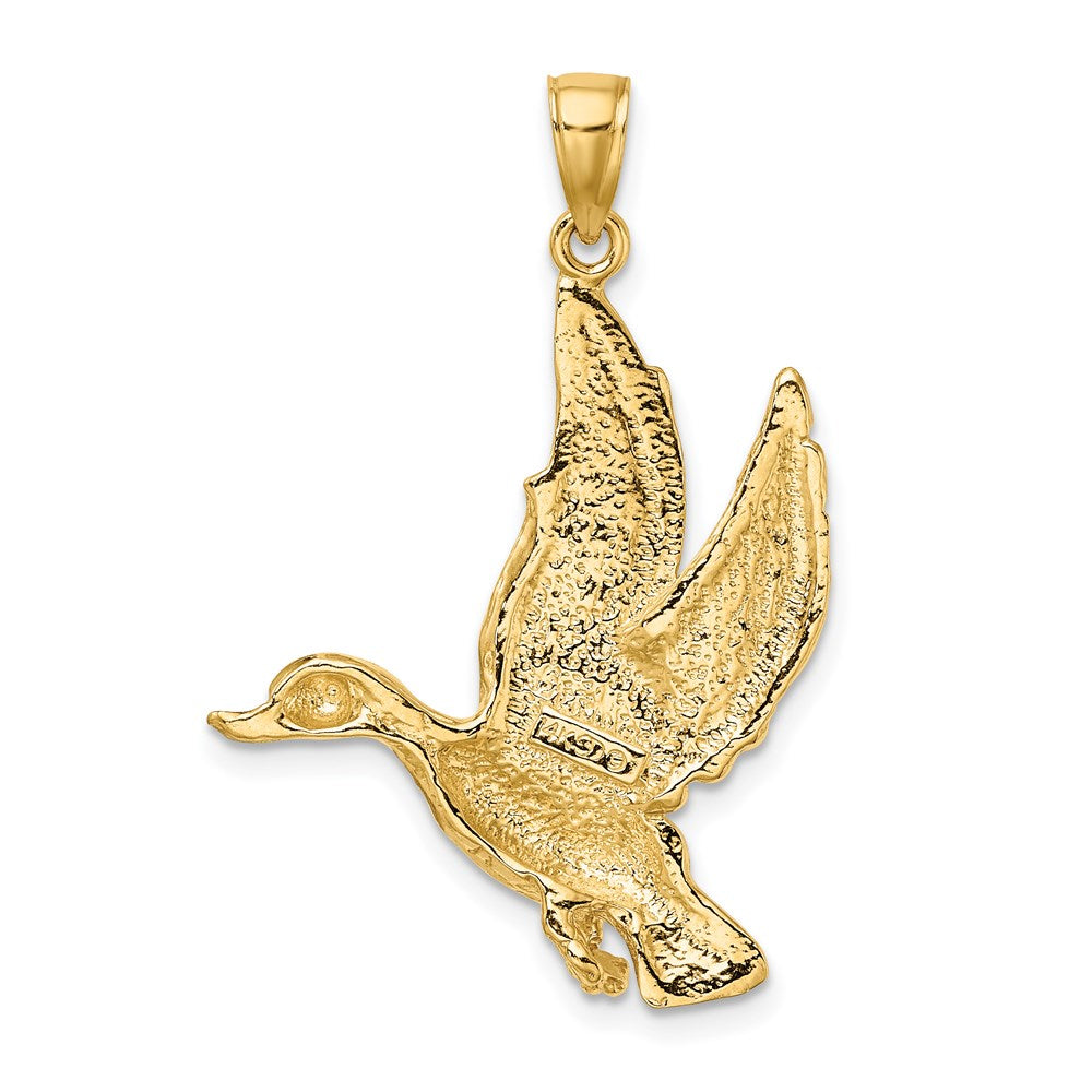 14k Yellow Gold Flying Mallard Duck Charm