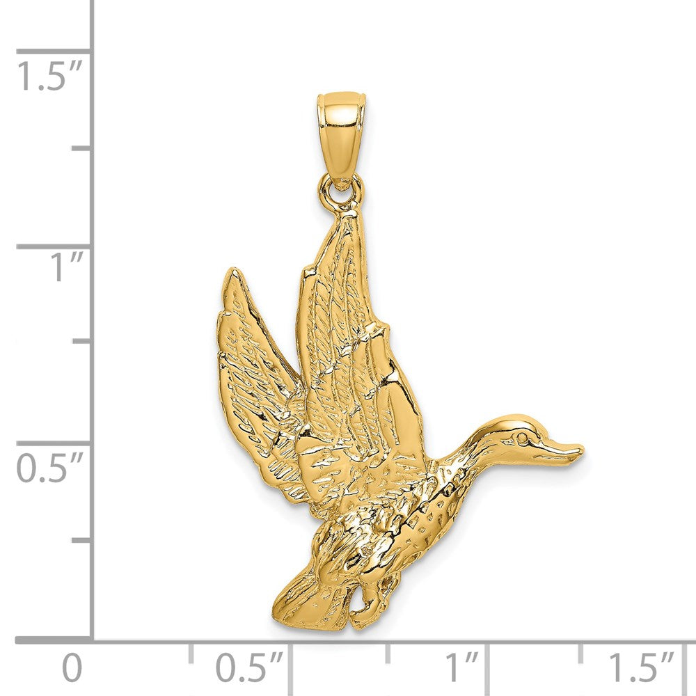 14k Yellow Gold Flying Mallard Duck Charm