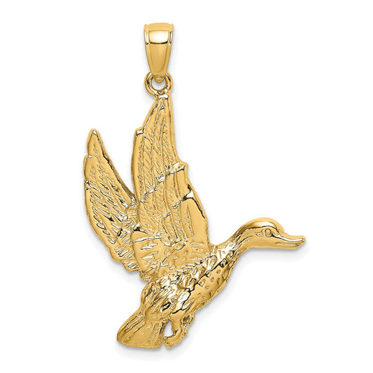 14k Yellow Gold Flying Mallard Duck Charm