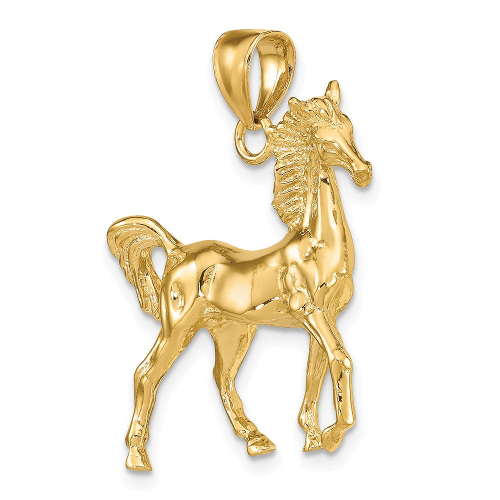 14k Yellow Gold 3-D Polished Horse Charm