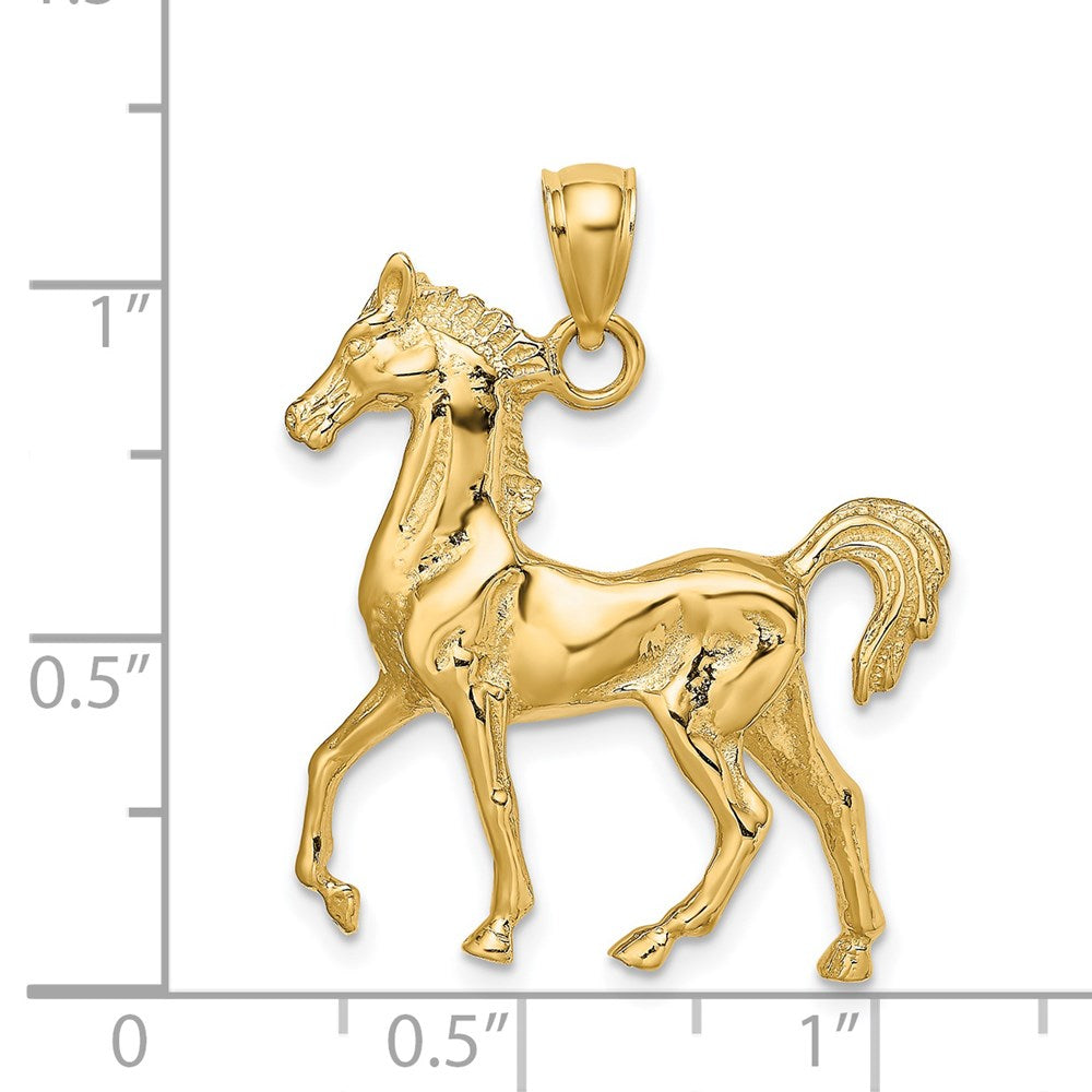 14k Yellow Gold 3-D Polished Horse Charm