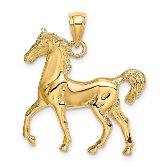 14k Yellow Gold Polished Horse Charm