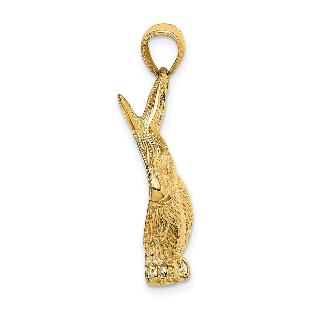 14k Yellow Gold Textured Sitting Rabbit Charm