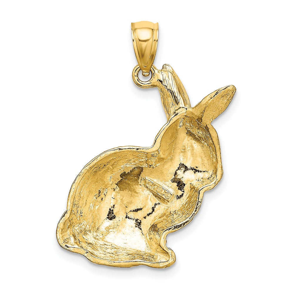 14k Yellow Gold Textured Sitting Rabbit Charm