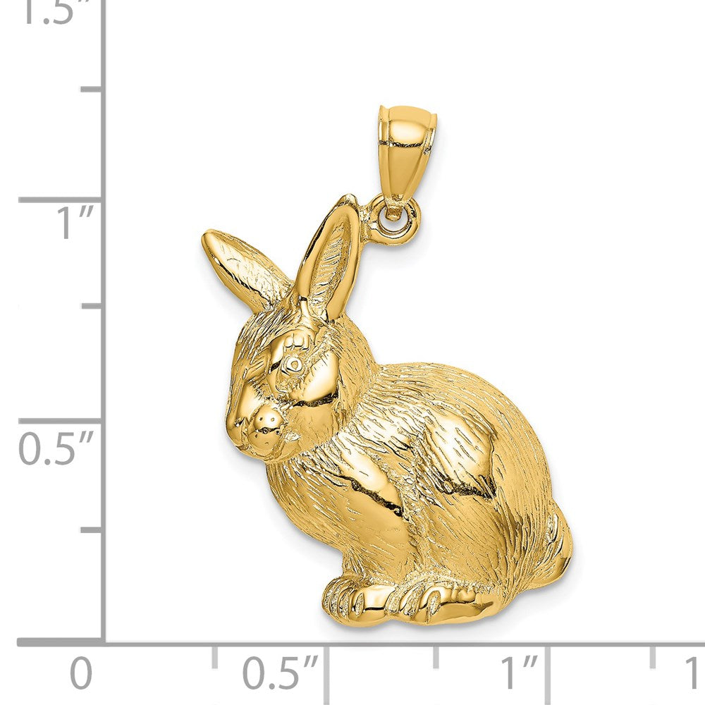 14k Yellow Gold Textured Sitting Rabbit Charm