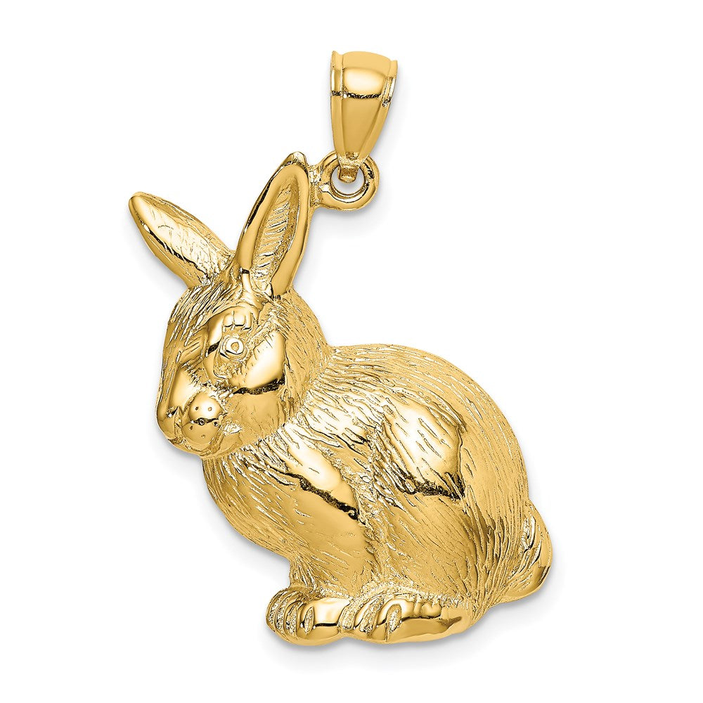 14k Yellow Gold Textured Sitting Rabbit Charm