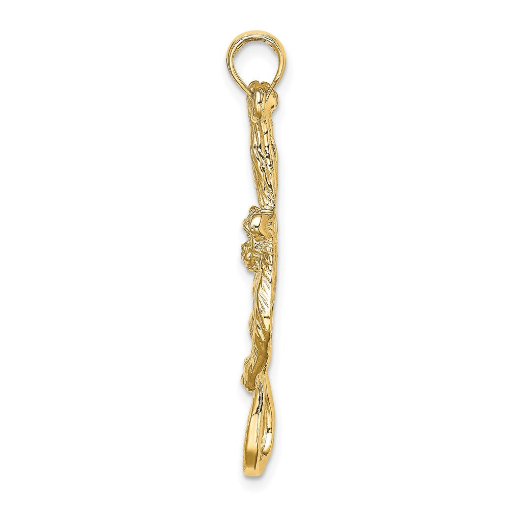 14k Yellow Gold 2-D Textured Hanging Monkey Charm