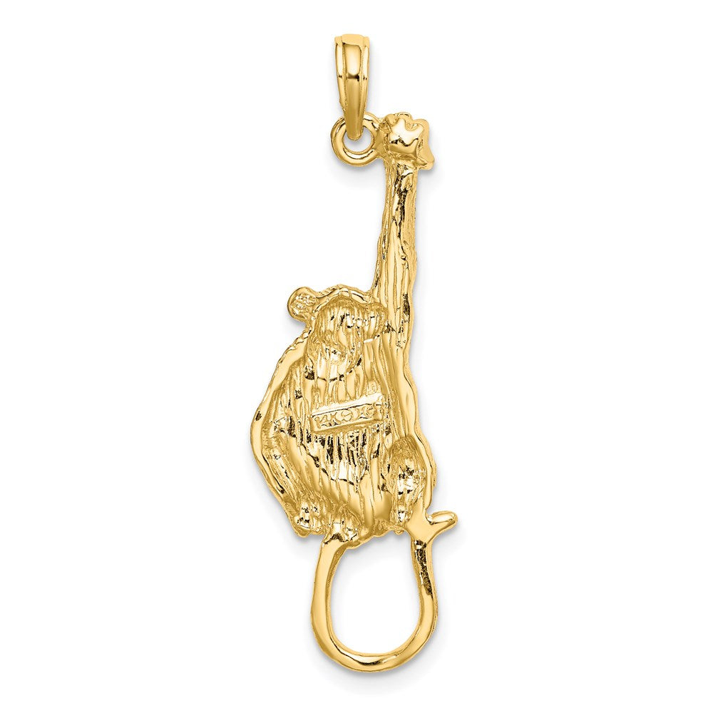 14k Yellow Gold 2-D Textured Hanging Monkey Charm