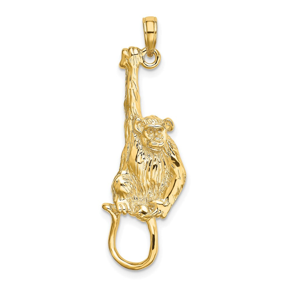 14k Yellow Gold 2-D Textured Hanging Monkey Charm