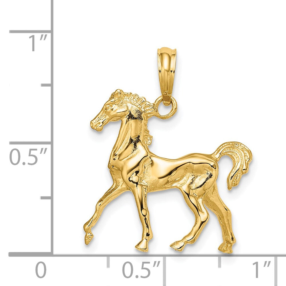 14k Yellow Gold 3-D Horse Charm