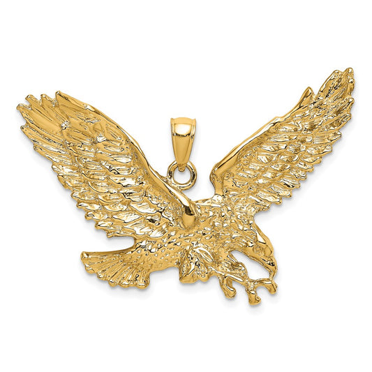 14k Yellow Gold Eagle w/Beak Touching Claws Charm