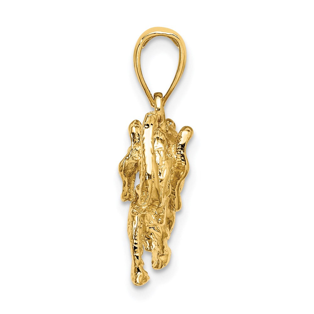 14k Yellow Gold 3-D Elephant Profile w/ Tusk Charm