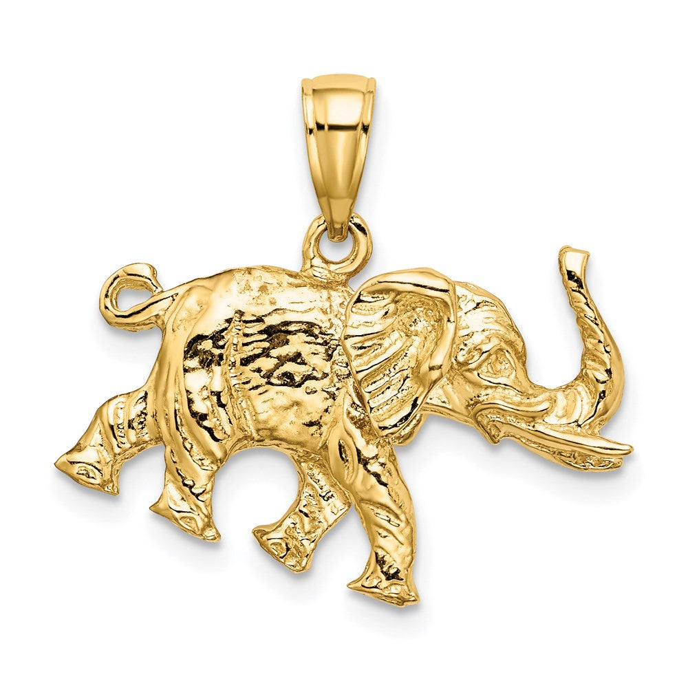 14k Yellow Gold 3-D Elephant Profile w/ Tusk Charm