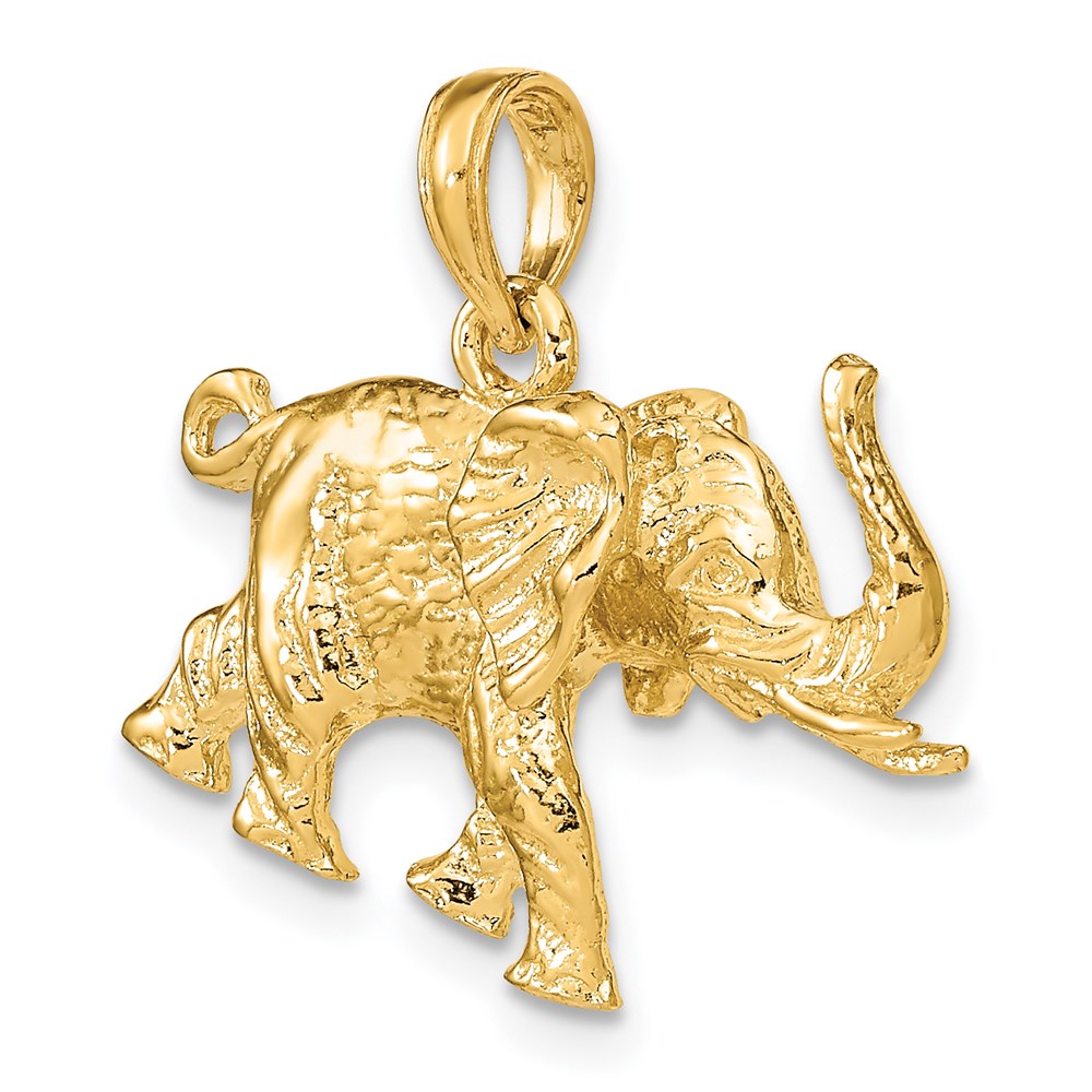 14k Yellow Gold 3-D Elephant Profile w/ Tusk Charm