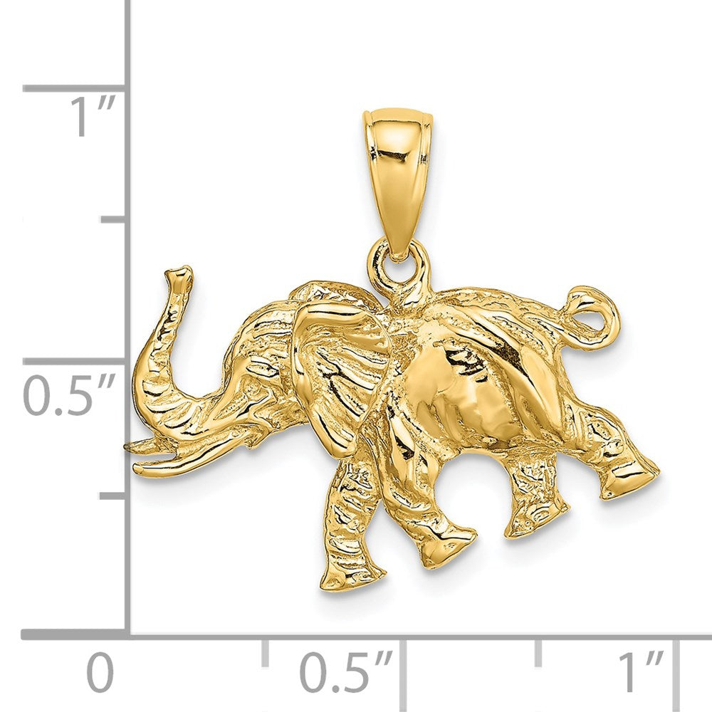 14k Yellow Gold 3-D Elephant Profile w/ Tusk Charm