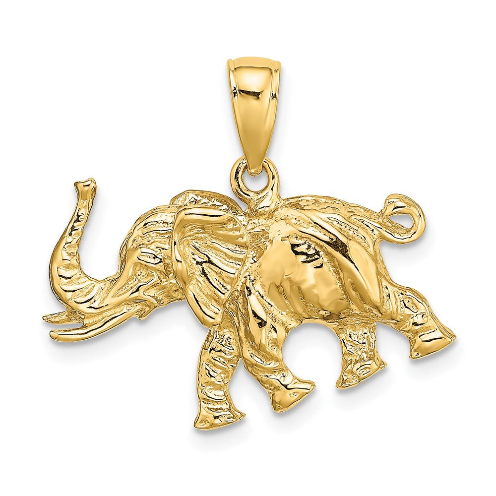 14k Yellow Gold 3-D Elephant Profile w/ Tusk Charm