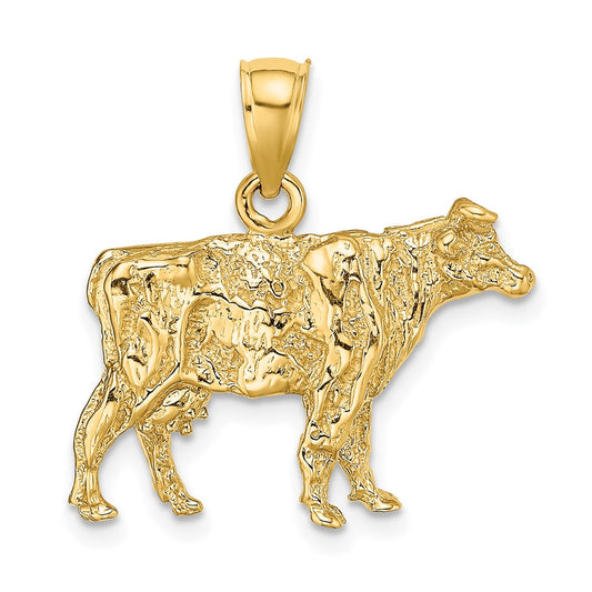 14k Yellow Gold 3-D Cow Charm