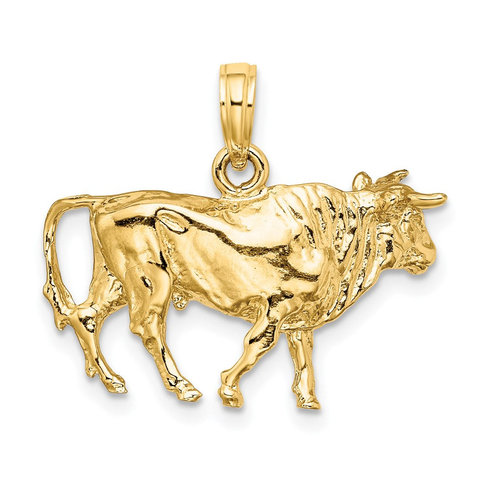 14k Yellow Gold 3-D Bull w/Horns Charm