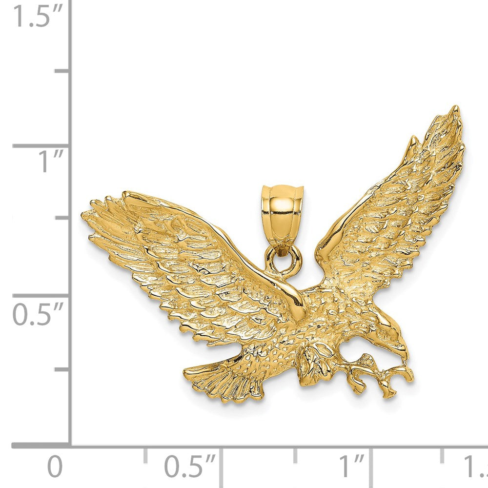 14k Yellow Gold Eagle w/Beak Touching Claws Charm