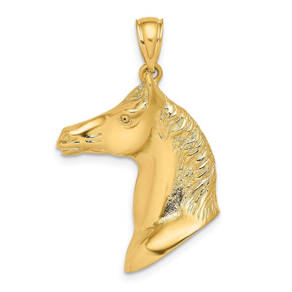 14k Yellow Gold 3-D Polished Horse Head Charm