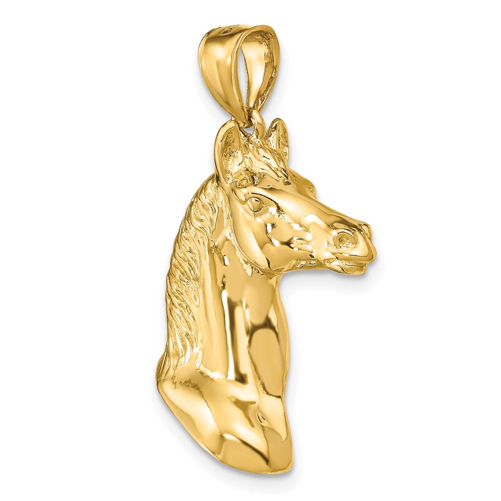 14k Yellow Gold 3-D Polished Horse Head Charm