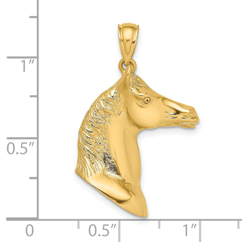 14k Yellow Gold 3-D Polished Horse Head Charm