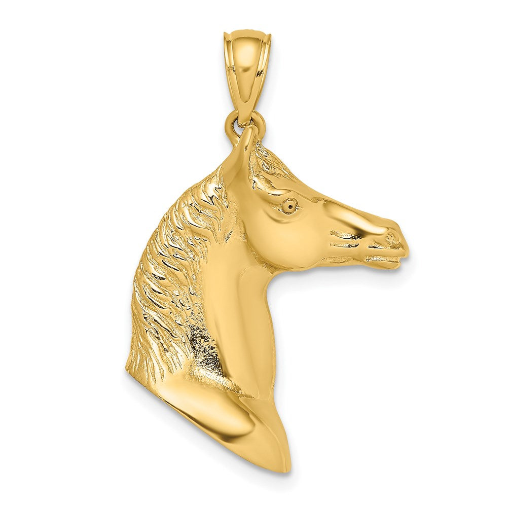 14k Yellow Gold 3-D Polished Horse Head Charm