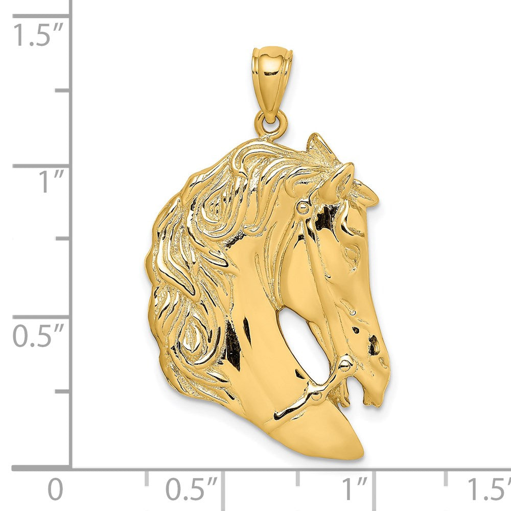 14k Yellow Gold Horse Head w/Long Mane Charm