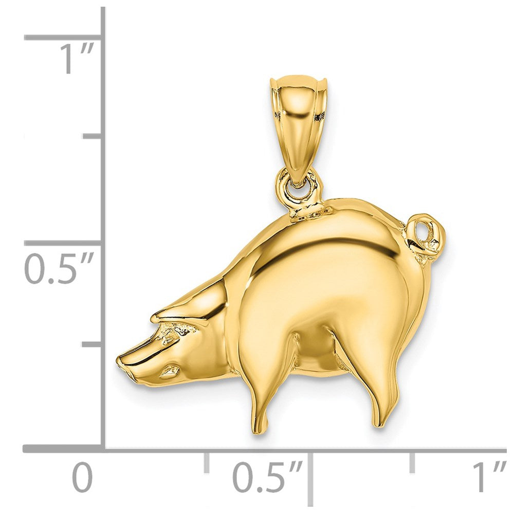 14k Yellow Gold Polished Pig Charm