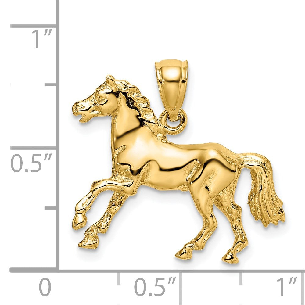 14k Yellow Gold 3-D Horse Charm