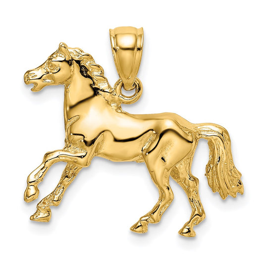 14k Yellow Gold 3-D Horse Charm