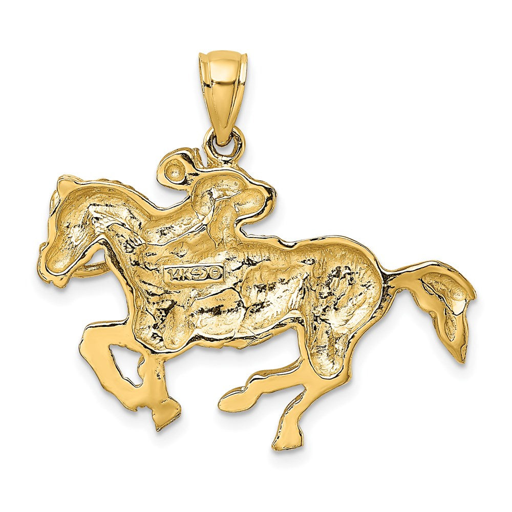 14k Yellow Gold Jockey on Horse Charm