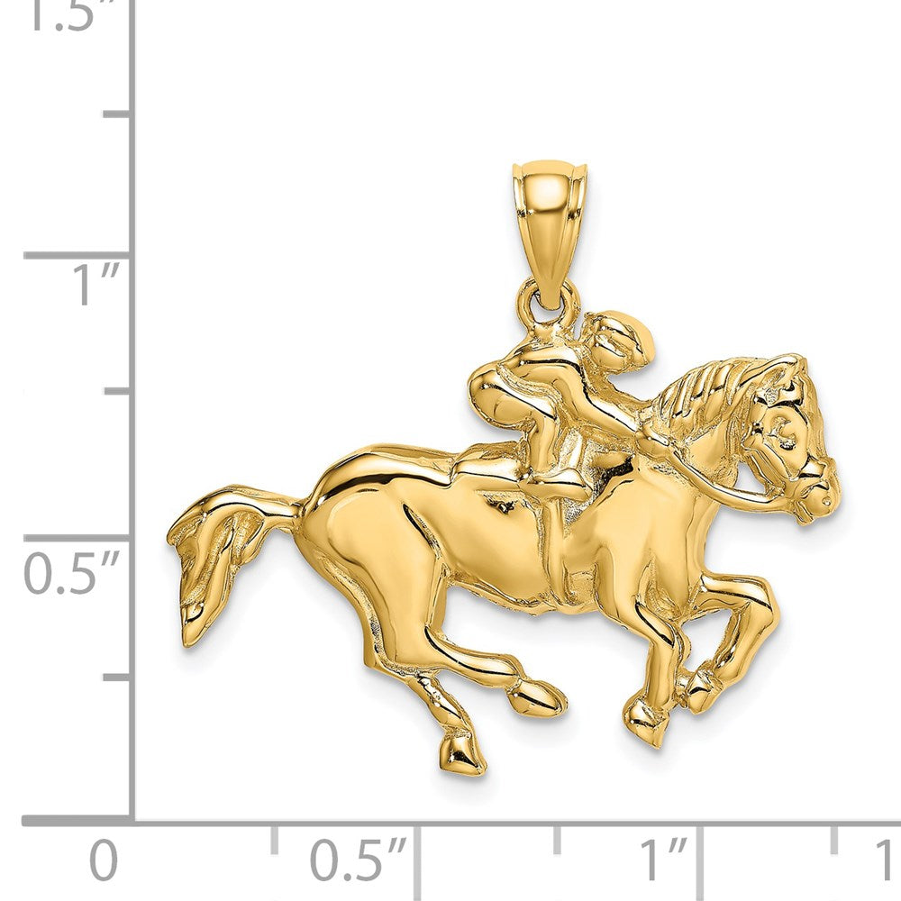 14k Yellow Gold Jockey on Horse Charm