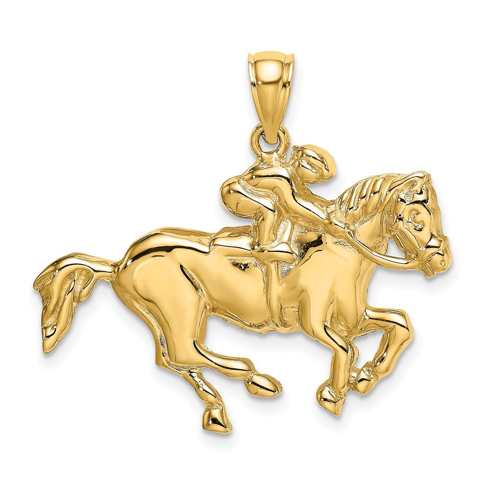 14k Yellow Gold Jockey on Horse Charm