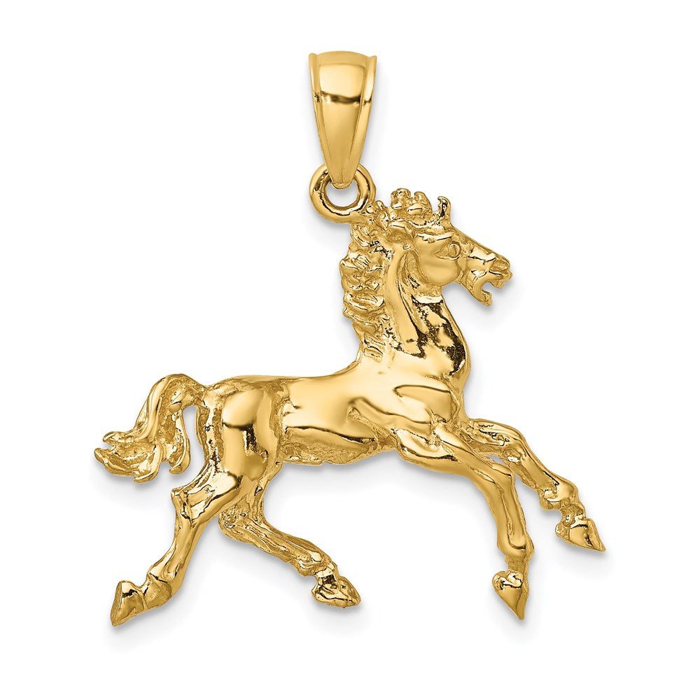 14k Yellow Gold 3-D Horse Trotting Charm