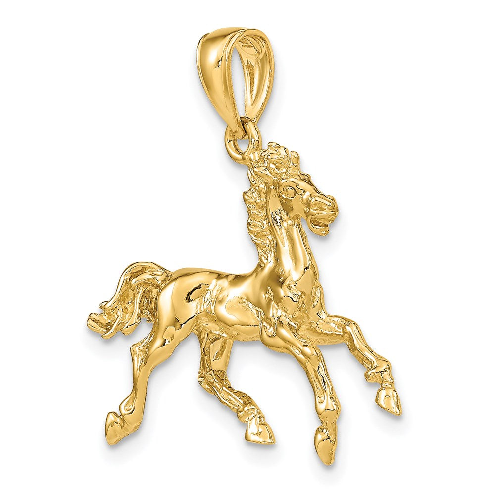 14k Yellow Gold 3-D Horse Trotting Charm